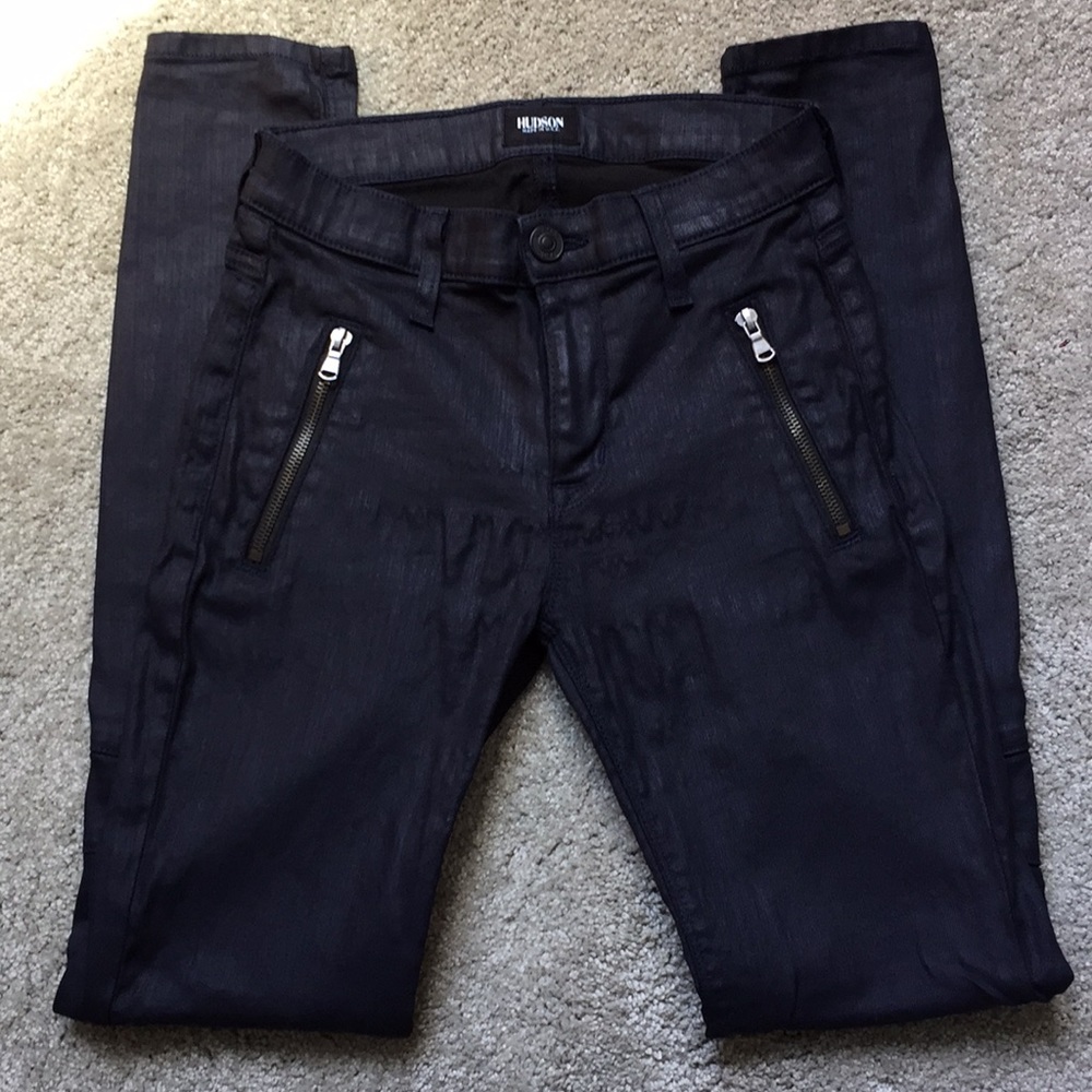 Like New Hudson Start Moto wax coated jeans
